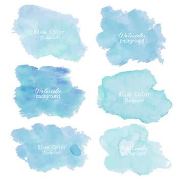 Blue abstract watercolor background. Watercolor element for card. Vector illustration.