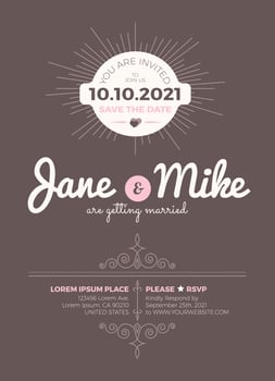 Vintage wedding invitation card template vector