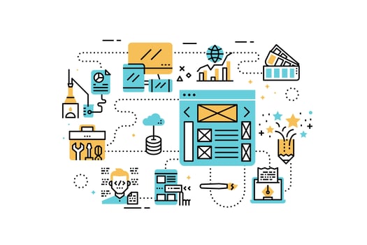Web design line icons illustration vector