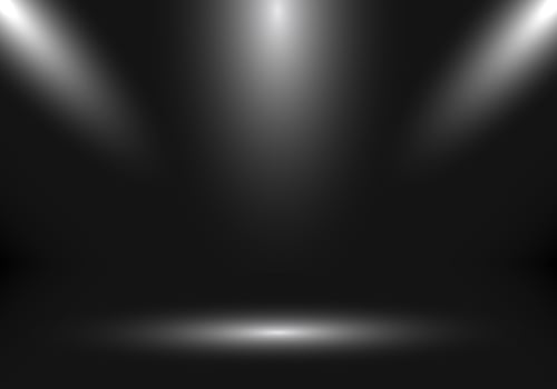 3D empty studio room show booth for designers with spotlight on black gradient background. vector
