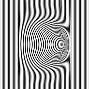 Abstract striped lines pattern wave convex design black and white background vector