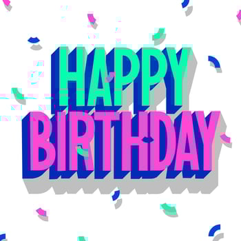  Happy Birthday Typography 3d Effect. vector