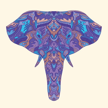 Painted elephant illustration. vector