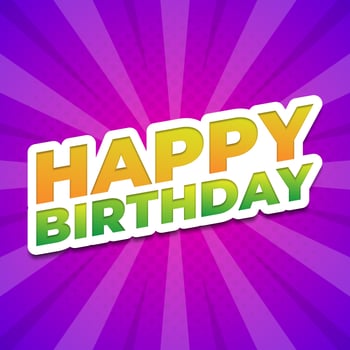 Happy Birthday Sticker Typographic Design vector