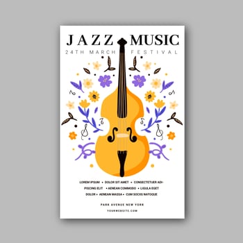 Vector Fiddle With Flowers To Festival Music Template