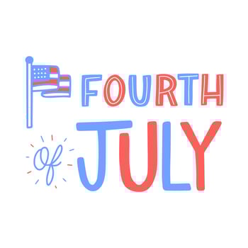 Lettering About Fourth Of July With Flag vector