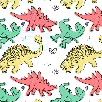Colorful Cute Dinosaur Pattern vector