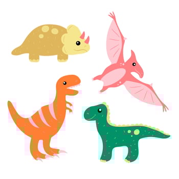 Hand Drawn Cute Dinosaur Collection Set vector