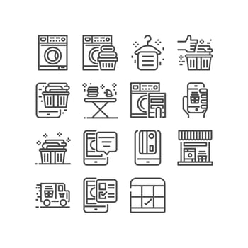 Laundry, Thin line icons set for mobile app and web application. Pixel Perfect.  vector