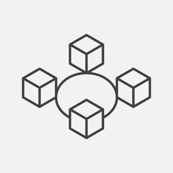 Blockchain technology thin line style. Vector block chain icons or logo.