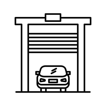 Car in garage Line Black Icon vector