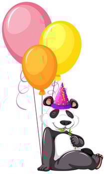 A panda with balloons vector