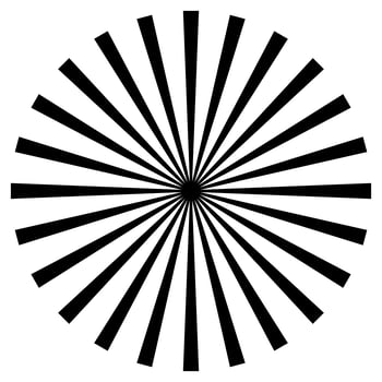 black and white beams element. Sunburst, starburst shape on white. Radial circular geometric shape. vector