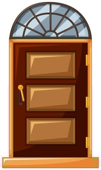 Wooden door with glass on top vector