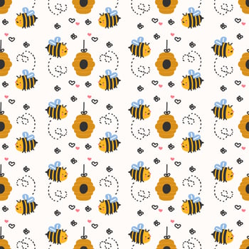 Bee Seamless Pattern vector
