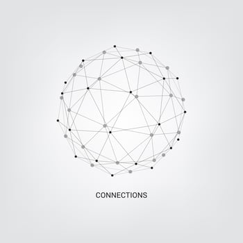 Abstract technology background.Geometric vector background. Global network connections with points and lines. Hub network connection minimal line  background