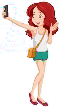 Woman taking picture with cellphone vector