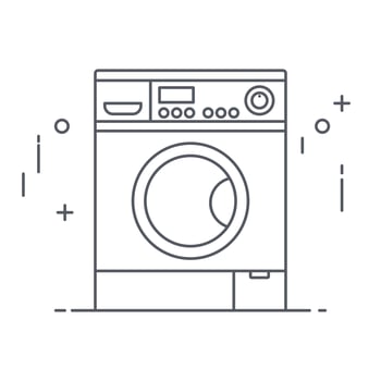 Thine Line art Washing machine for web icons. ilustration vector symbol.
