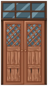 Old wooden door in bad condition vector