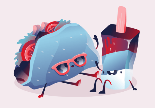 Summer Food Cute Character Vector Illustration