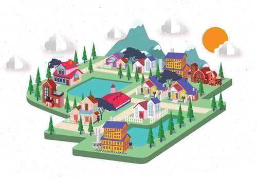Isometric House Illustrations Vector