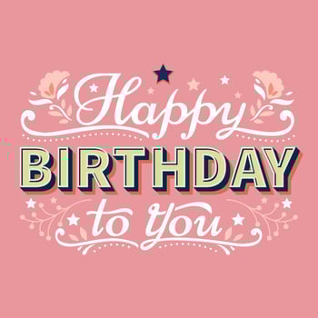 Happy Birthday Typography Lettering with Stars and Flourish Background vector