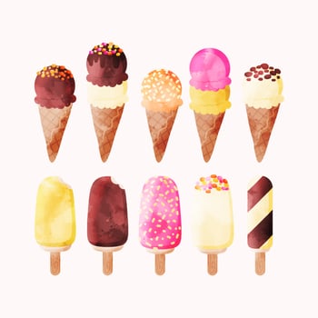 Vector Watercolor Ice Cream Set