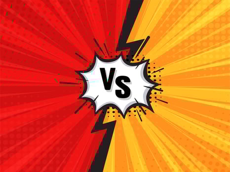 Comic Fighting Cartoon Background.Red Vs Yellow. Vector Illustration.