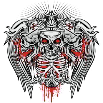 grunge skull coat of arms vector