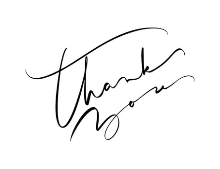 Hand drawn vintage Vector text Thank you. Isolated on white background. Calligraphy lettering illustration for wedding, greeting card, tag
