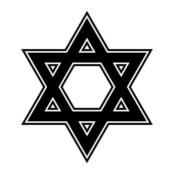 Jewish Star of David Six Pointed Star in black with Interlocking Style vector icon