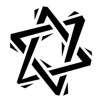 Jewish Star of David Six Pointed Star in black with Interlocking Style vector icon