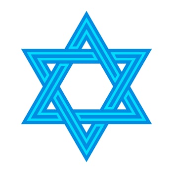 Jewish Star of David Six Pointed Star in black with Interlocking Style vector icon