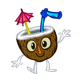 Tropical coconut drink illustration vector