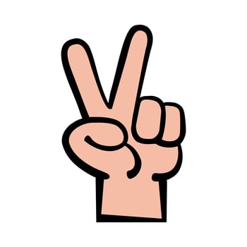Hand peace sign cartoon vector illustration