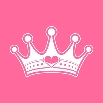 Pink Girly Princess Royalty Crown With Heart Jewels vector