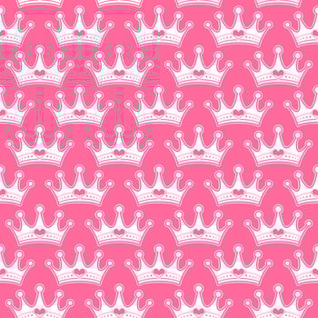 Pink Girly Princess Royalty Crown With Heart Jewels vector