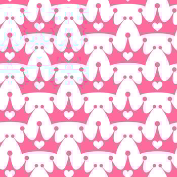 Pink Girly Princess Royalty Crown With Heart Jewels vector