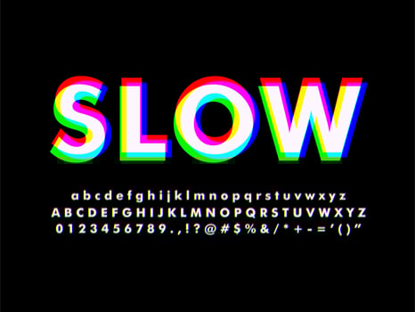 RGB Spectrum Effect Alphabet vector