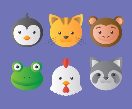 Animal Faces Set vector