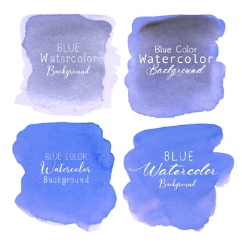 Blue abstract watercolor background. Watercolor element for card. Vector illustration.
