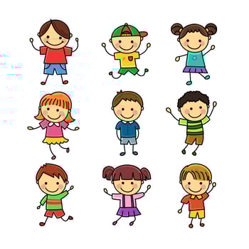 Hand Drwing Cartoon Children vector