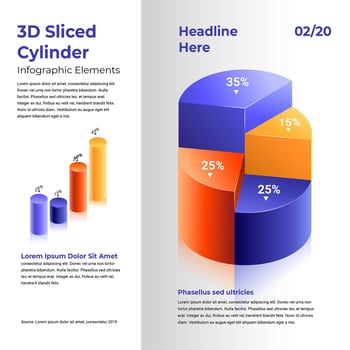 3D Sliced Cylinder Infographic Elements vector