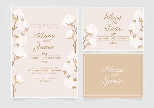 Vector Cotton Wedding Invitation