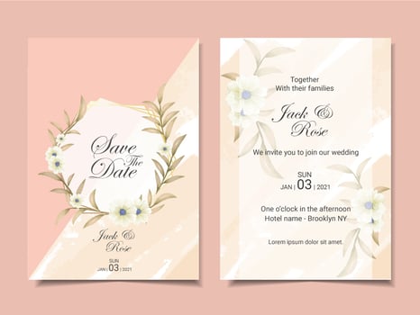 Elegant Wedding Invitation Template Cards with Beautiful Floral Arrangement. Modern Watercolor Cards Template Multipurpose Design Concept vector
