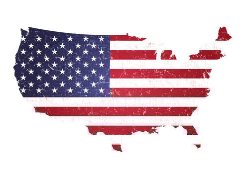 Vintage Textured American Map With Flag vector