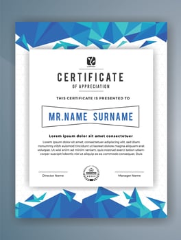 Multipurpose Professional Certificate Template Design. Abstract Polygon Vector illustration