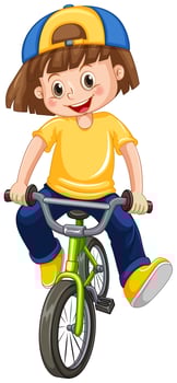 A Kid Riding Bicycle on White Background vector