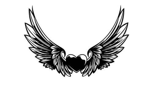 Wings and Heart Illustration Vector