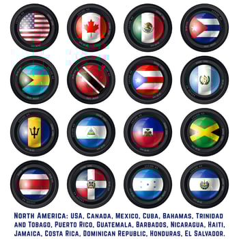 North America flags vector